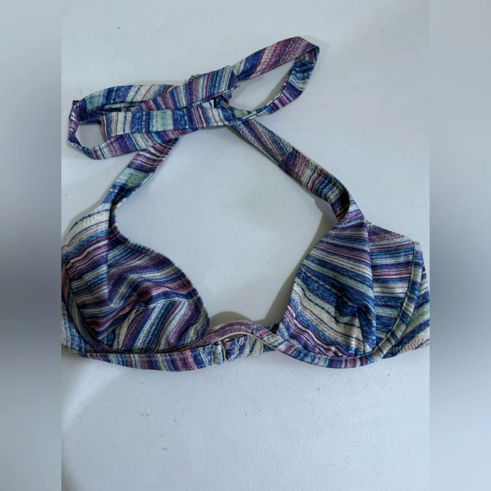 Frankie's Bikinis Multicolor Striped Underwire Bikini Top